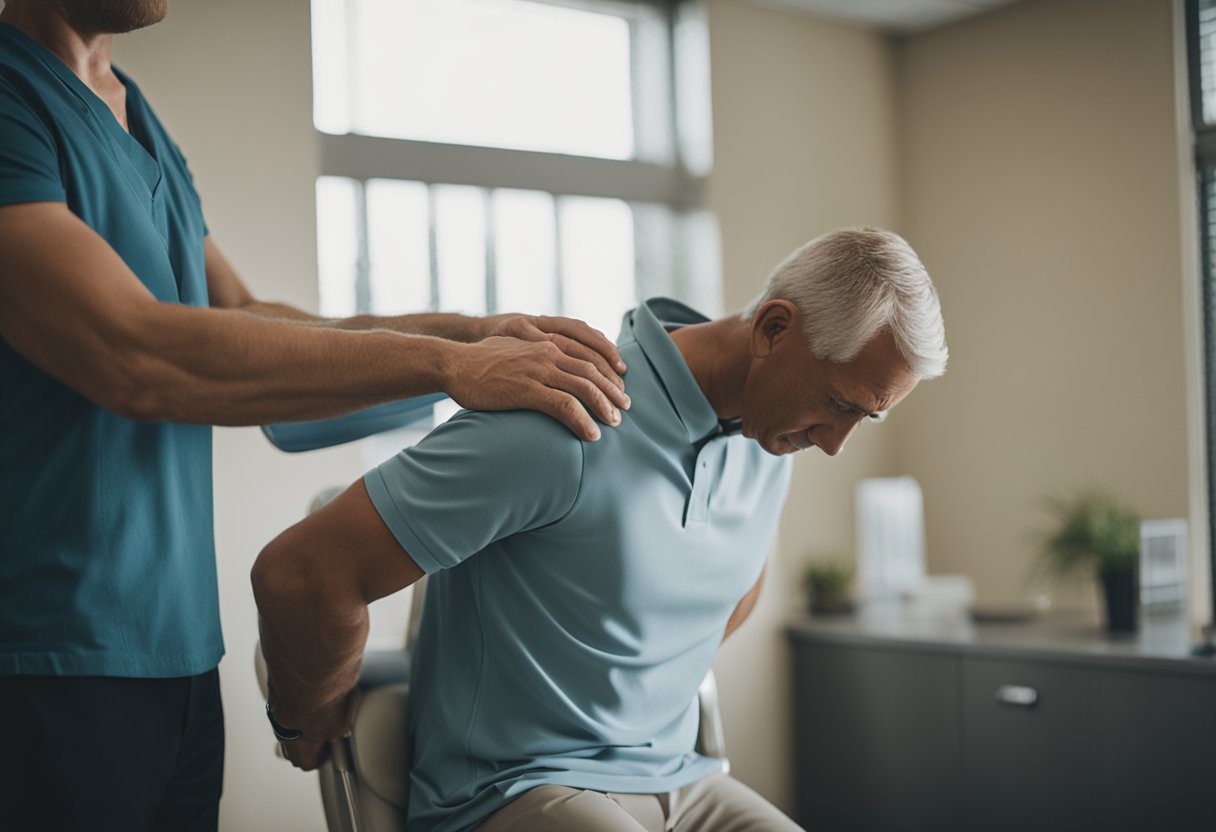 A chiropractor adjusting a patient