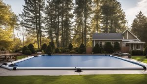 Technician performing pool closing services at a residential pool in Tillsonburg